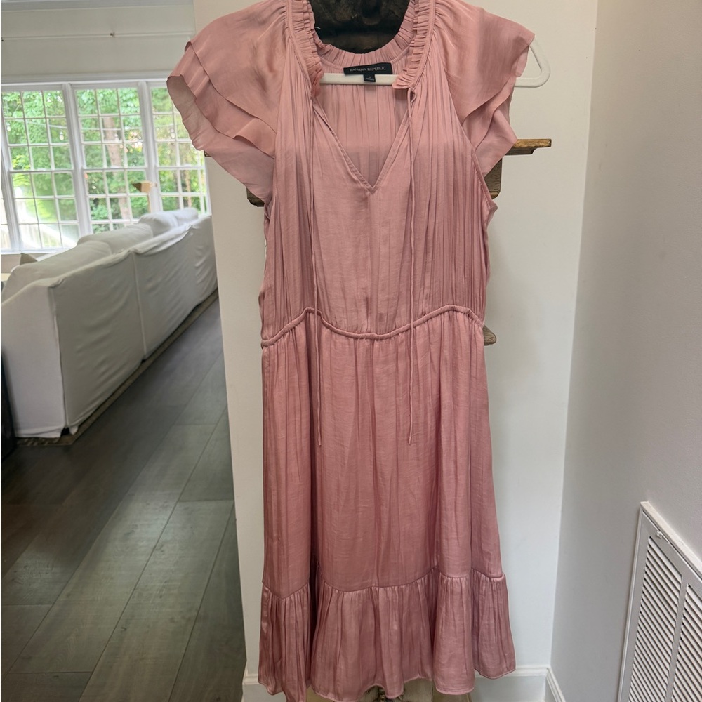 Women's Dusty Rose Ruffle Sleeve Midi Dress